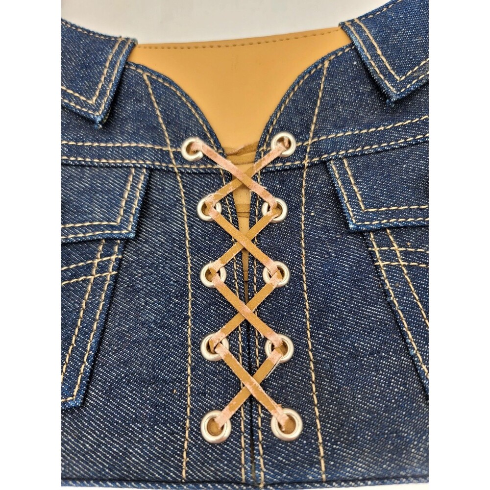 Denim Satchel Shoulder Bag Jean Jacket Purse with Cell Phone/Mace Holder - Picture 2 of 8